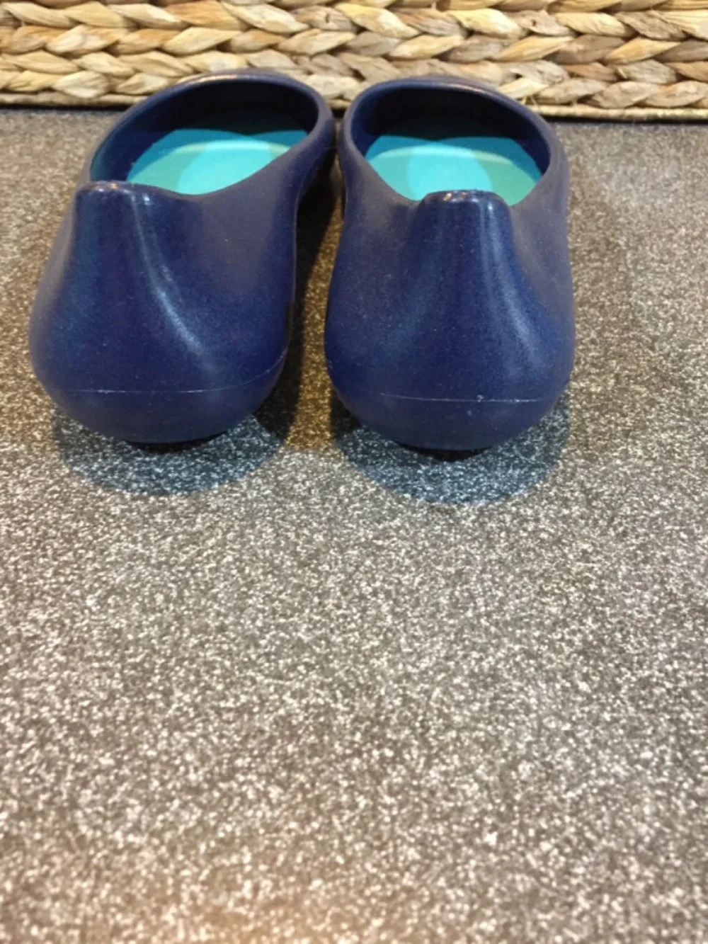 OKA b. Navy Blue Ballet Flats with Teal Insole